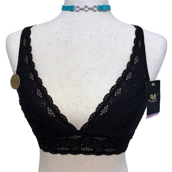 Wacoal NWT Black Lace Convertible Bralette Women 32 - Picture 1 of 14